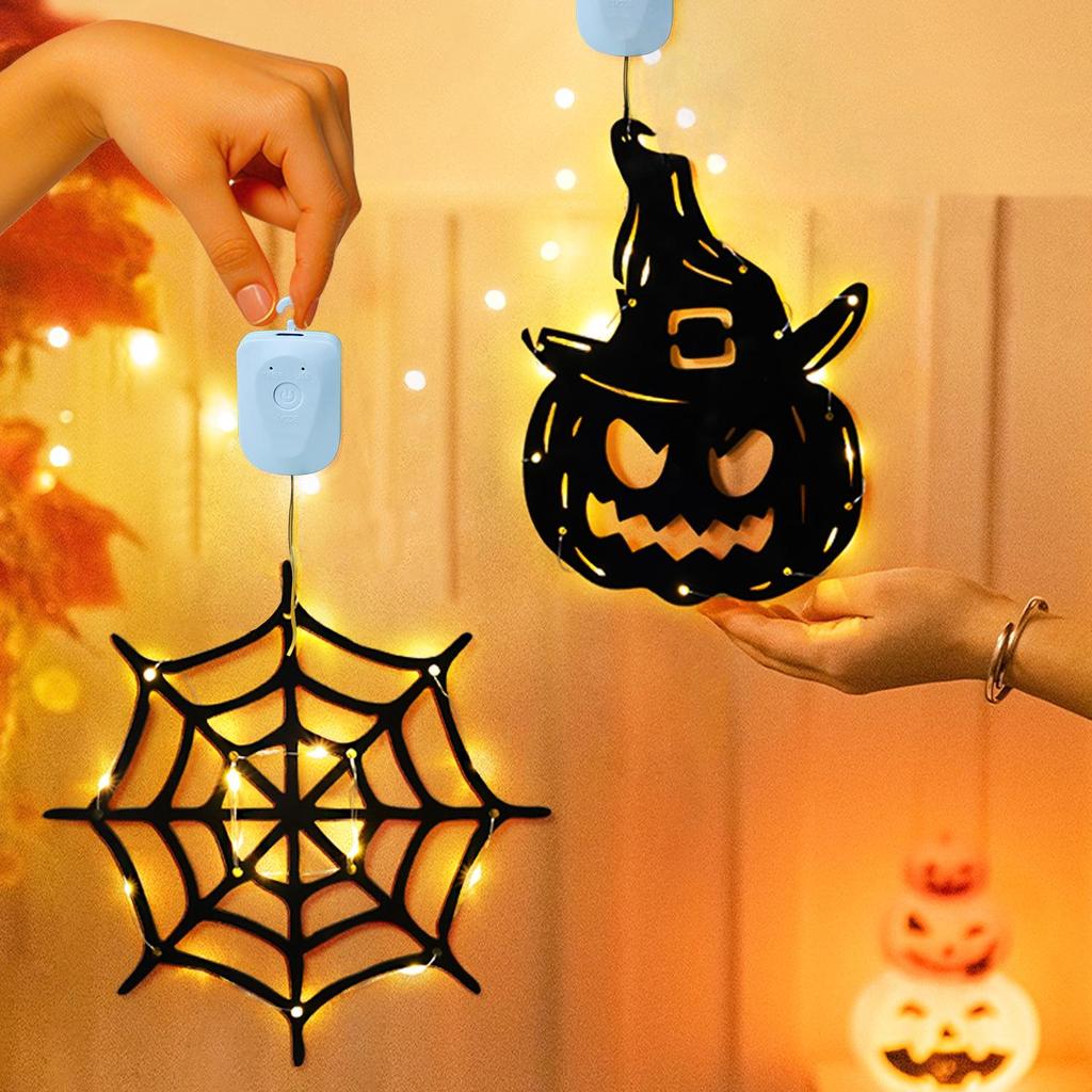 Halloween Pumpkin Ghost Hanging Lights for Indoor Wall & Window Decoration