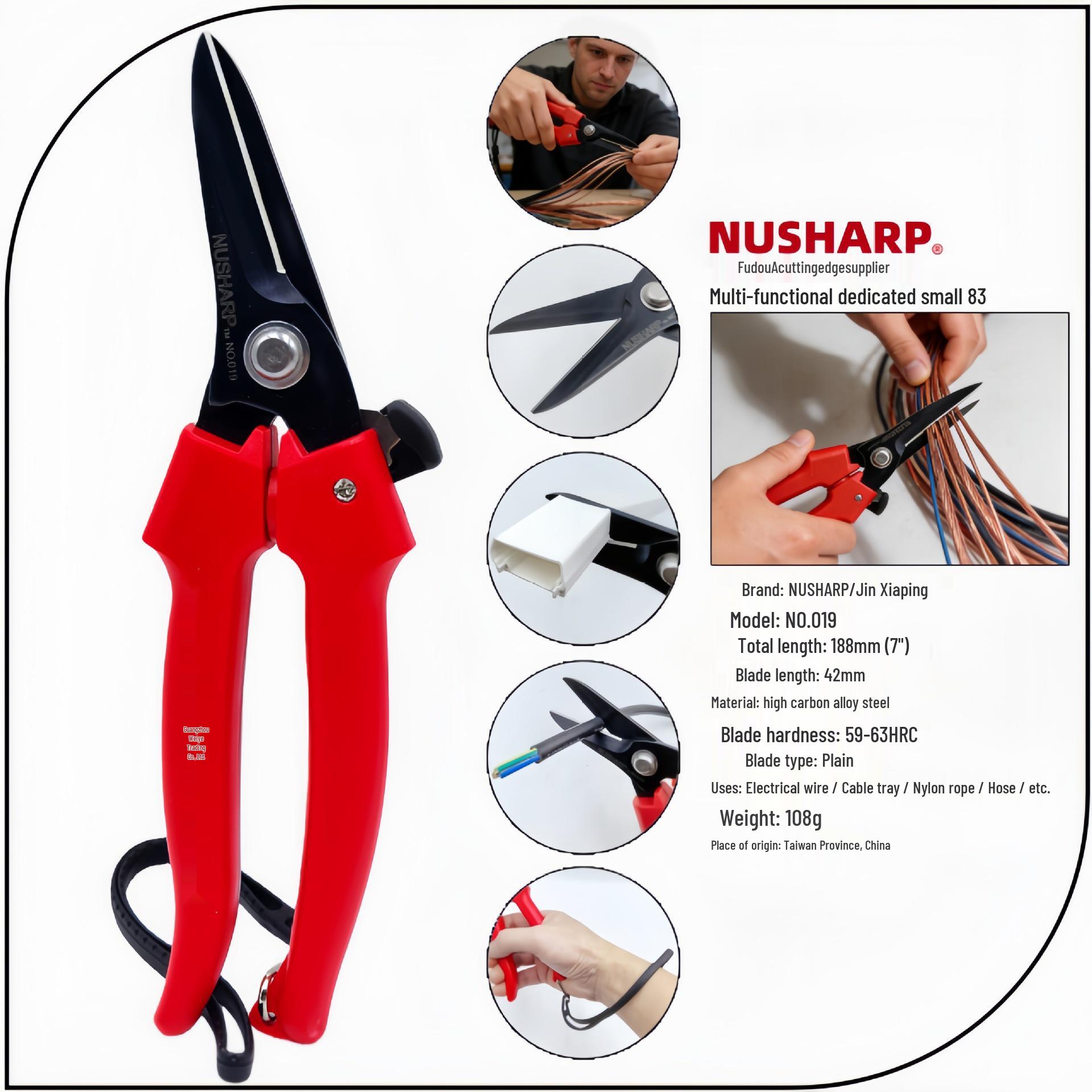 

NUSHARP Japan Kin Sharp Electrician s Blackened Multi-functional Shears NO.019 - 039 Thin Sheet Metal Scissors