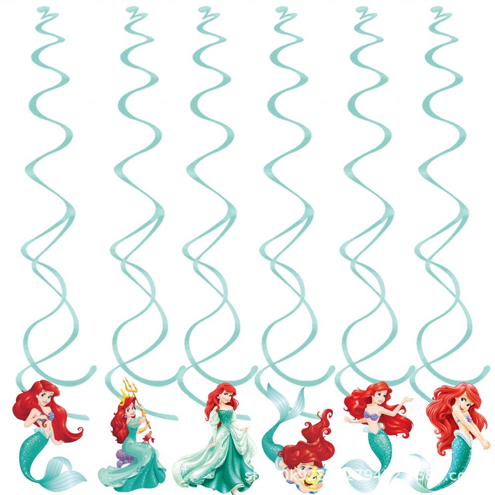 Ariel-Themed Birthday Decorations: Banner, Cake Toppers, Balloons & Swirl Supplies