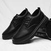 Men's Black Business Dress Leather Shoes Men's Height-increasing Soft-soled Casual Shoes Single Shoes Autumn and Winter British Style Groom Wedding