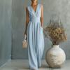 2026 European & American Spring/Summer Elegant Sleeveless V-neck Waist-Cinching Women's Jumpsuit