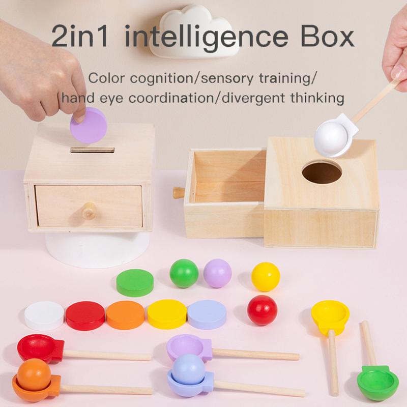 Baby Wooden Montessori Sensory Toys Permanence Objects Target Coin Box Color Ball Sorting Games Fine Motor Skill Education Toys