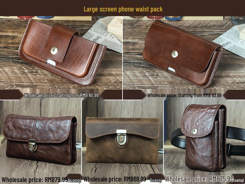 Black Angel Italian Leather Waist Pack for 6.9-inch Phones