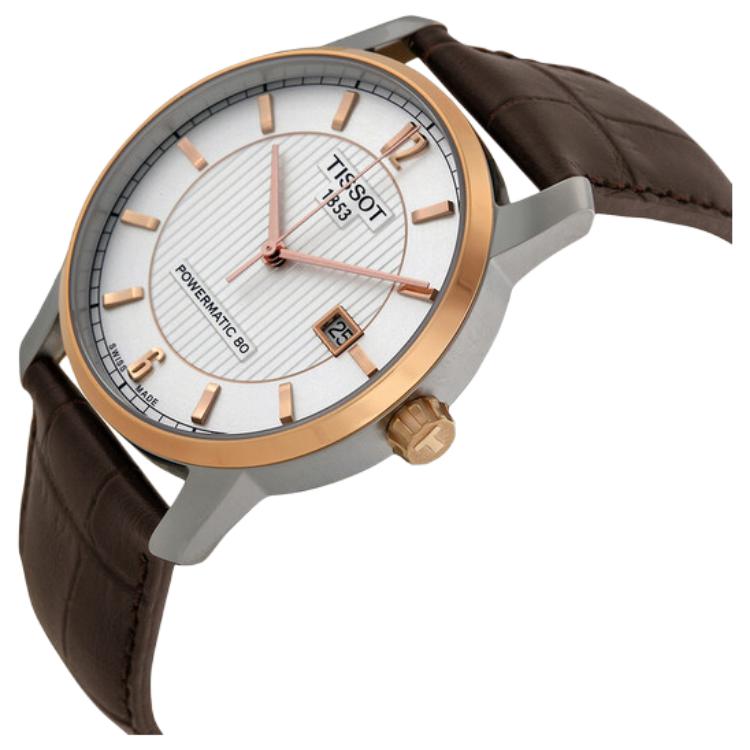 Tissot Ti Automatik Mechanisches Uhrwerk Herrenuhren Uhr 40mm Weißes Zifferblatt Titan-Uhrgehäuse Lederarmband T087.407.56.037.00