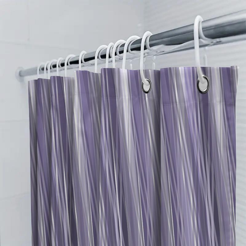 Luxury Purple Stripe Shower Curtain Polyester Waterproof Bathroom Decor for Hotel