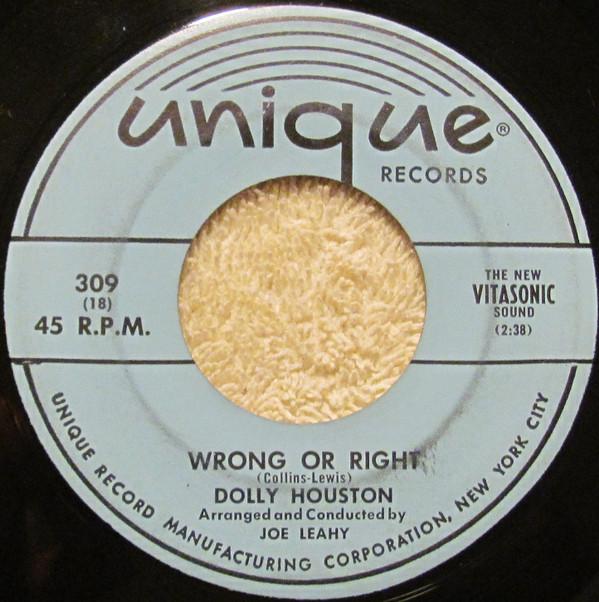 

7inch Record DOLLY HOUSTON - Wrong Or Right / Desire Me 309PROMO UNIQUE 1955 US Jazz Used