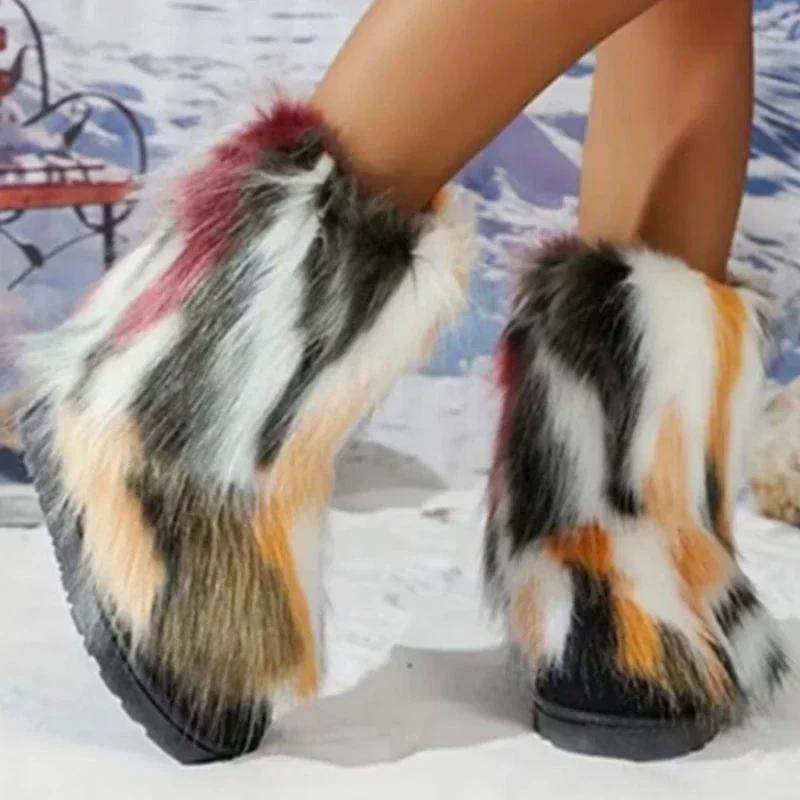 Mote Plysj Lange Støvler Dame Vinter Ny europeisk Amerikansk Mote Vill Mann Plysj Komfortable Snøstøvler Utendørs fritidssko