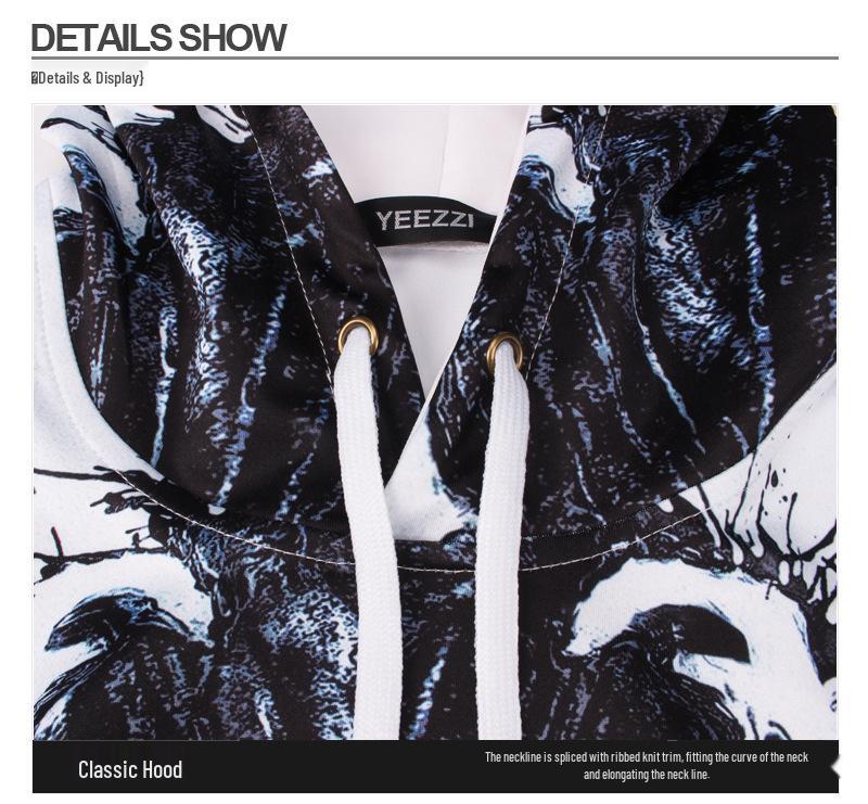 Set mikiny s kapucí a kalhot s digitálním potiskem Žralok Venom - Unisex Podzimní/Zimní Edice pro Pár