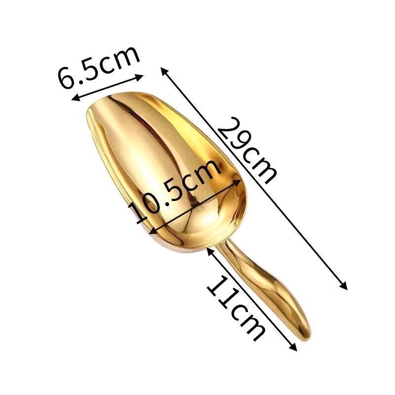 Wutuo Stainless Steel Multi-Purpose Scoop - Gold, Bent Handle, 2-Pack