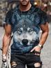 Fashion Street Style Men's Crew Neck T-shirt Fierce Wolf Graphic T Shirts for Men 3d Printed Breathable Tops Summer Casual Tees