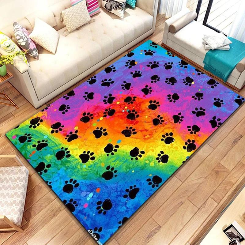 Cartoon Animal Paw Print Carpet Farmhouse Style Indoor Floor Mat Non Slip Area Rug for Living Room Home Decor Entrance Doormat
