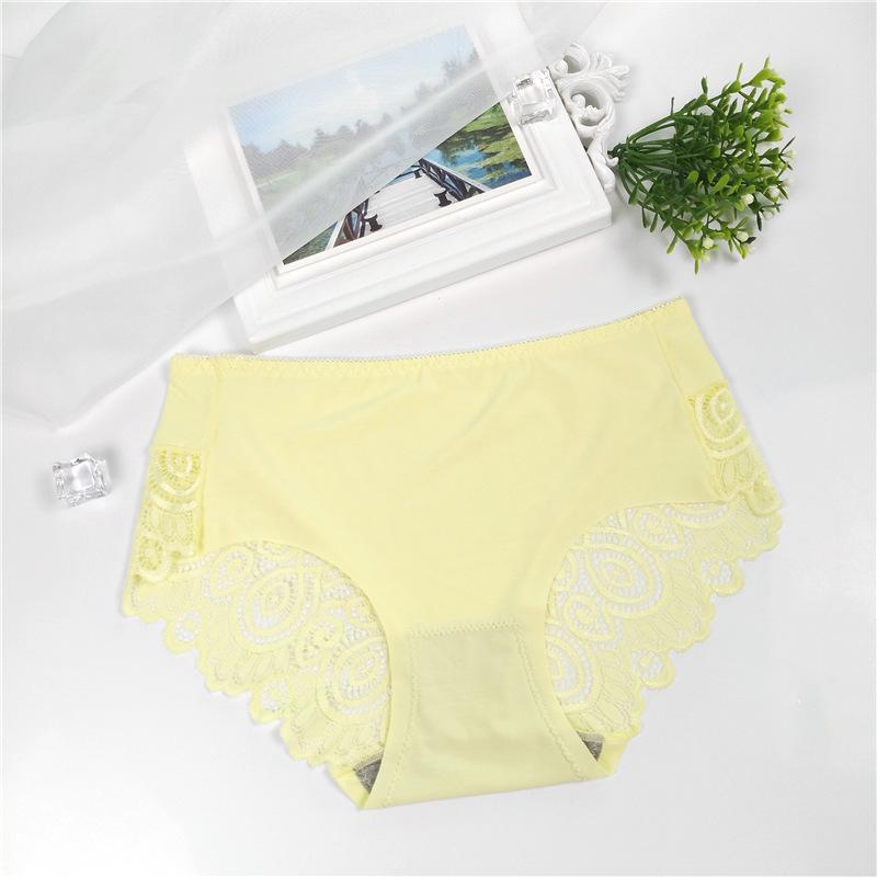 

Женское сексуальное нижнее белье со средней талией, кружевное одноцветное хлопковое женское нижнее белье, трусы One size