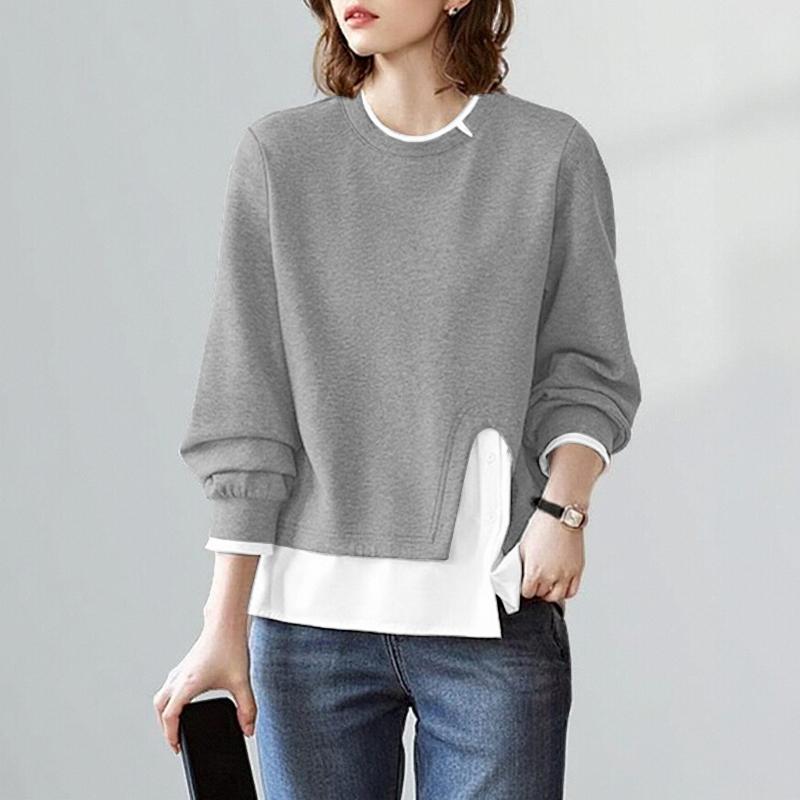 

ZANZEA Женские повседневные топы-пуловеры с круглым вырезом и длинным рукавом для осени L