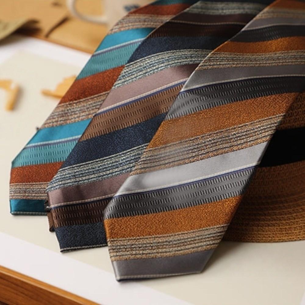 2-Piece Set Narrow Striped Neckties Adjustable Suit Pocket Square Neck Tie Set  Office Wear