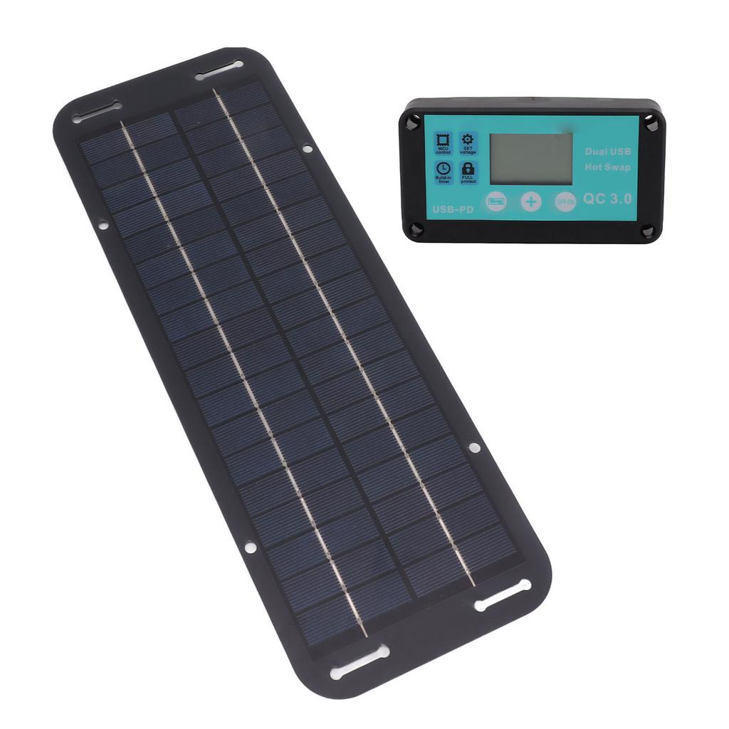 20W Solar Panel Black Solar Cell with Waterproof MPPT Controller for RV Home Vehicle Travel Camping