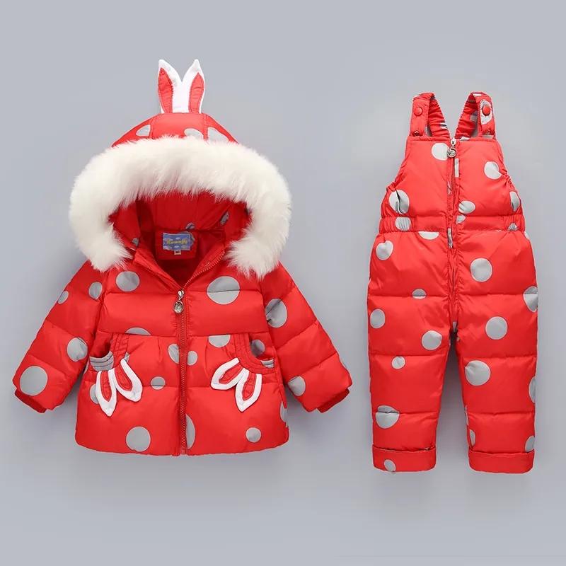 Combinaison Veste en Duvet pour Bébé Enfant Filles Ensemble Deux Pièces 1-3 Ans Bébé Manteau Chaud d'Hiver Vêtements d'Hiver Mignons pour Petits Enfants