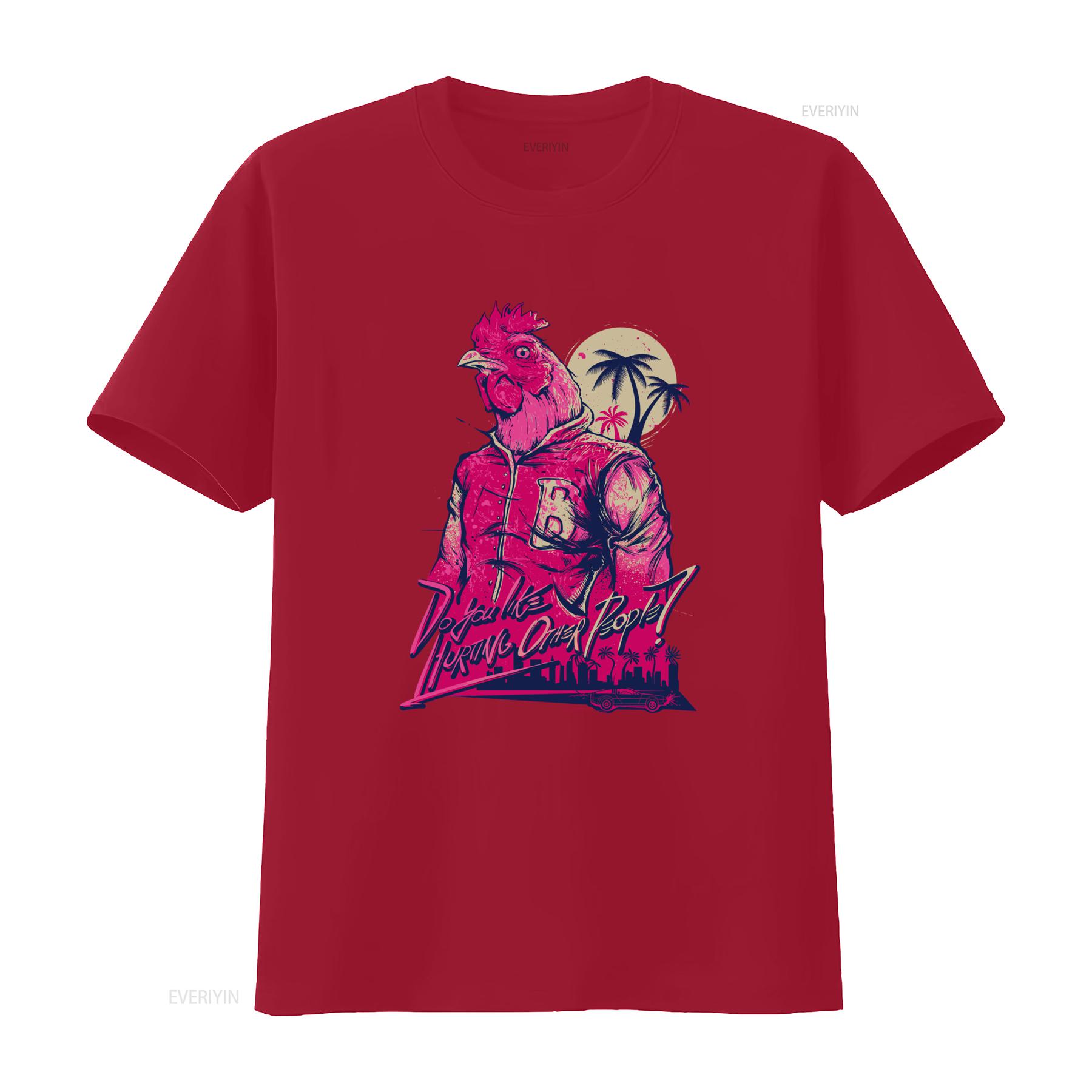 Игровая футболка Hotline Miami Ричард Инди Стильный Принт Петуха с Городским Пейзажем и Пальмами Идеально для Модных Геймеров S