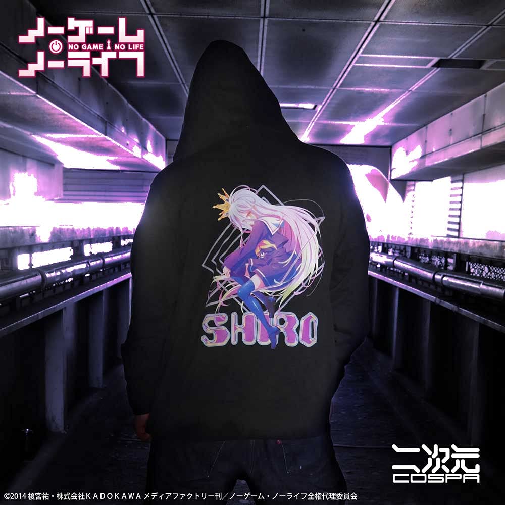 Cospa No Game No Life Originalillustration Vollfarbiger Zip-Hoodie Brillant SCHWARZ Größe M "Weiß" Ver.