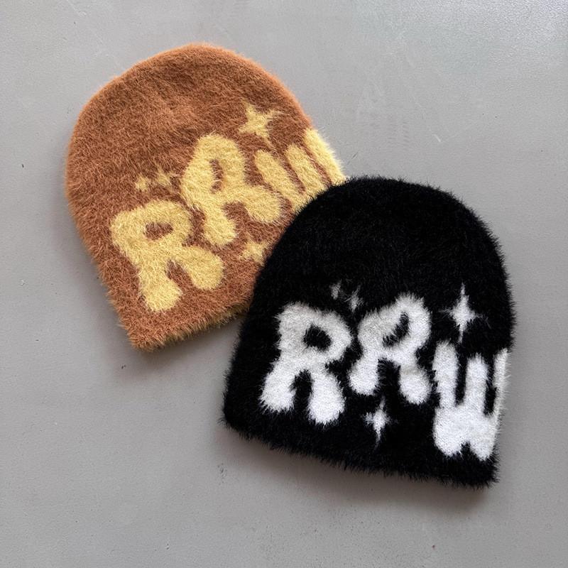 Wool Beanie Hat For Men Women With Embroidered Letters Warm Autumn Winter Accessory