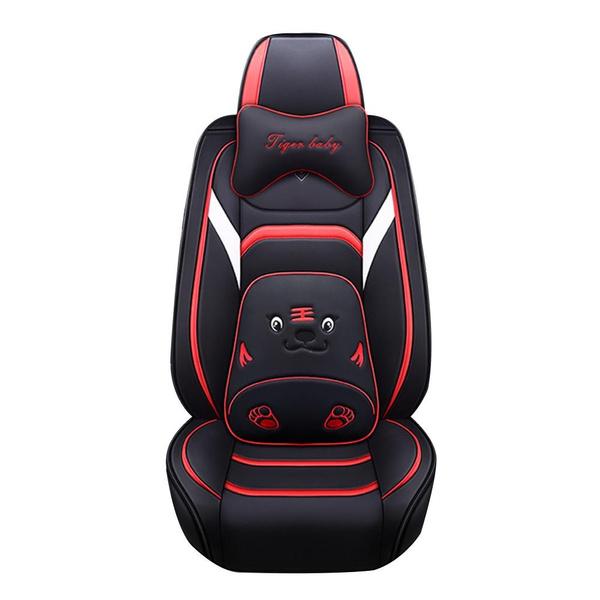 Full Set Car Seat PU Leather Car Seat Cover Breathable Waterproof Faux Leather Seat Covers with Headrest Pillow for Car Universal Anti Slip Seat Cover