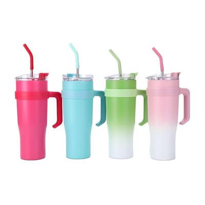 Neuer Strohhalm-Autobecher Big Mac Kälteisolier-Eisbecher 304 Edelstahl Thermosbecher mit Griff