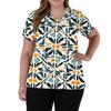 Women's Fashion V-Neck Short Sleeve Overalls With Pockets  Print Tops  Clothes