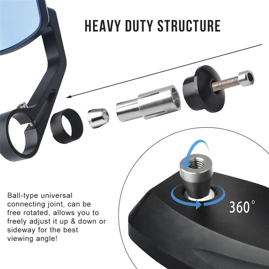 Black Motorcycle CNC Aluminum Rearview Handle Bar End 7/8" Side Mirrors Round