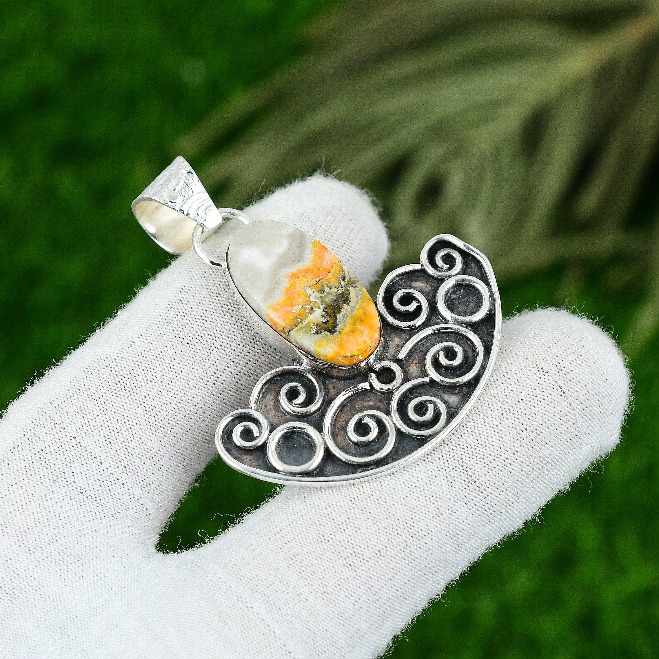 

Sisters Day Deal Sterling Silver Natural Bumble Bee Jasper Anniversary Pendant