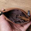 NZPJ Men's Leather Zipper Coin Wallet First Layer Cowhide Mini Short Wallet Handbag Change Wallet