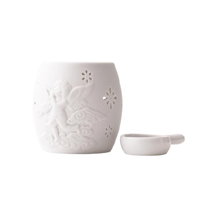 

Embossed Ceramic Essential Oil Burners For Even Scent Distribution Decorative Display Wax Candle Melter Housewarming Gift