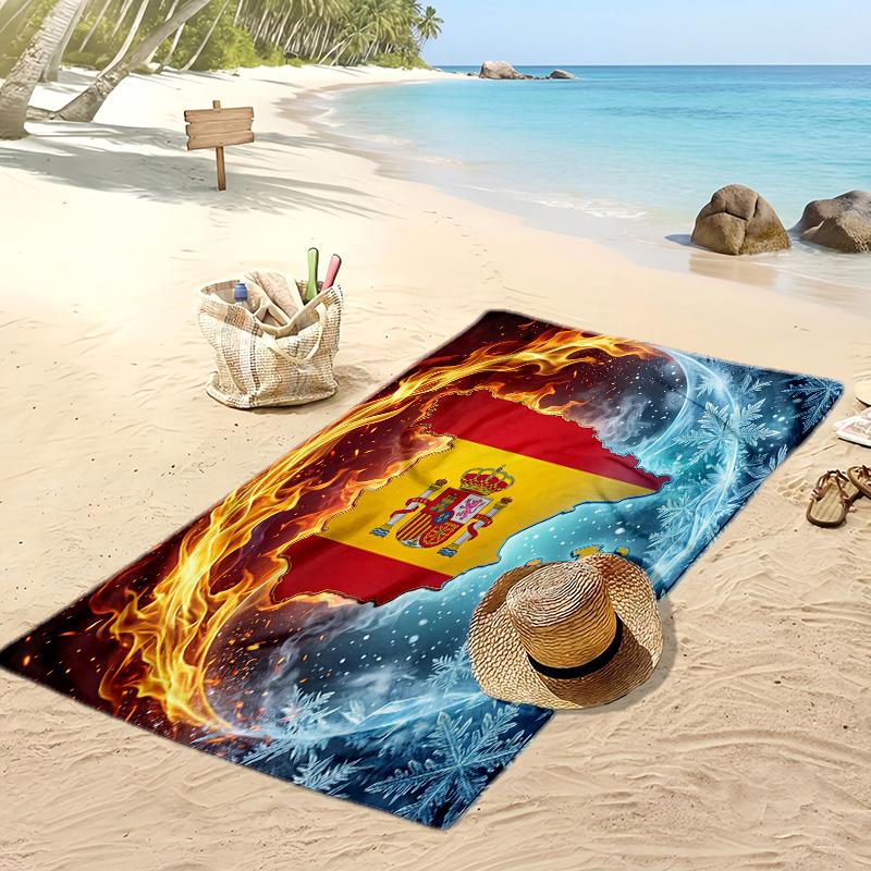 Spain Football Print Beach Towel Quick Dry Super Absorbent Soft Bath Towel for Swimming Beach Travel Fan Souvenir Gift