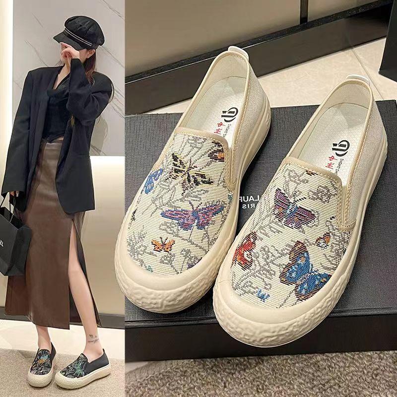 New women's canvas shoes soft sole fashion versatile fisherman shoes ethnic style hanfu shoes lazy shoes