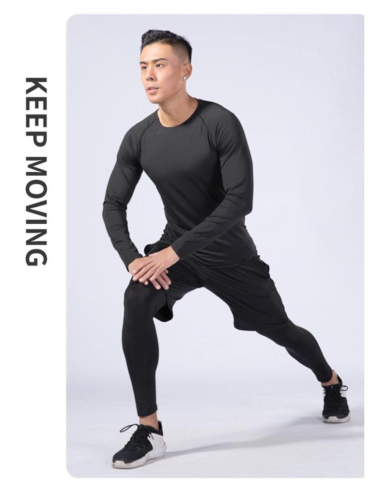 Pánská rychleschnoucí sada s dlouhým rukávem, vysoce elastická, na fitness a jógu pro podzim/zimu