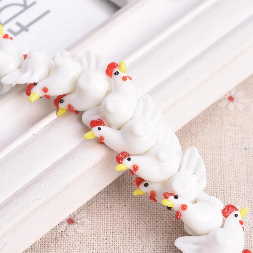 2pcs Cock Rooster Hen Shape Handmade Lampwork Glass Loose Beads For Jewelry Making Accessories DIY Crafts Findings