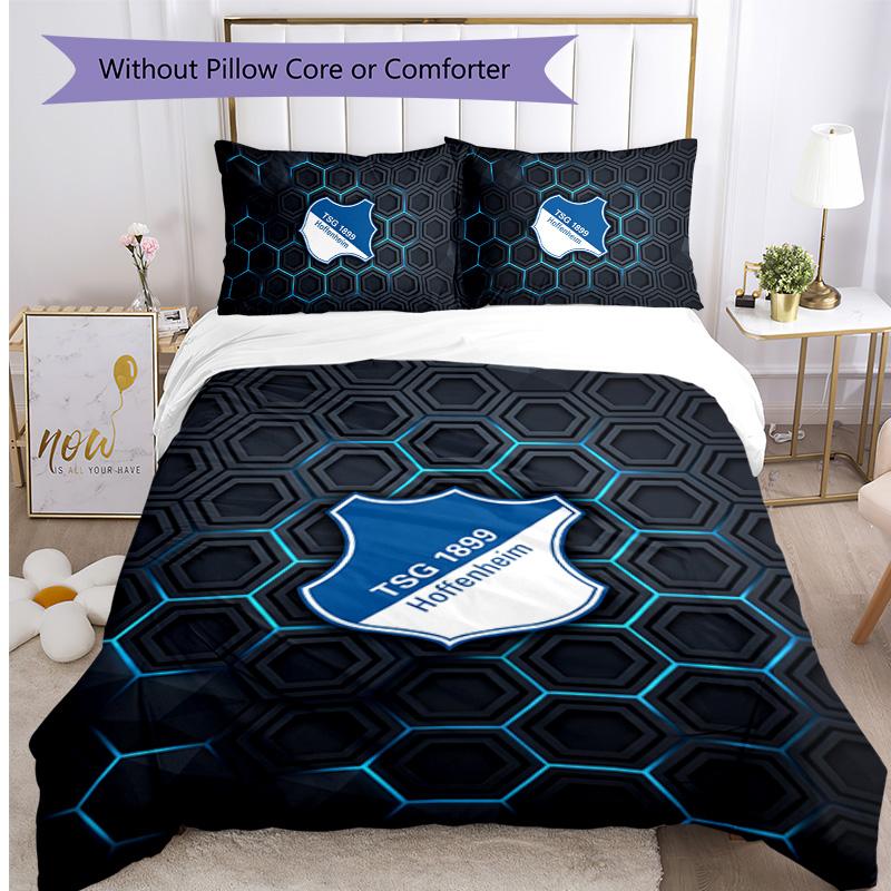 Set Lenzuola 3 Pezzi Stampato TSG Hoffenheim FC Copripiumino Traspirante con Federe Biancheria da Letto Decorativa per Camera da Letto Casa