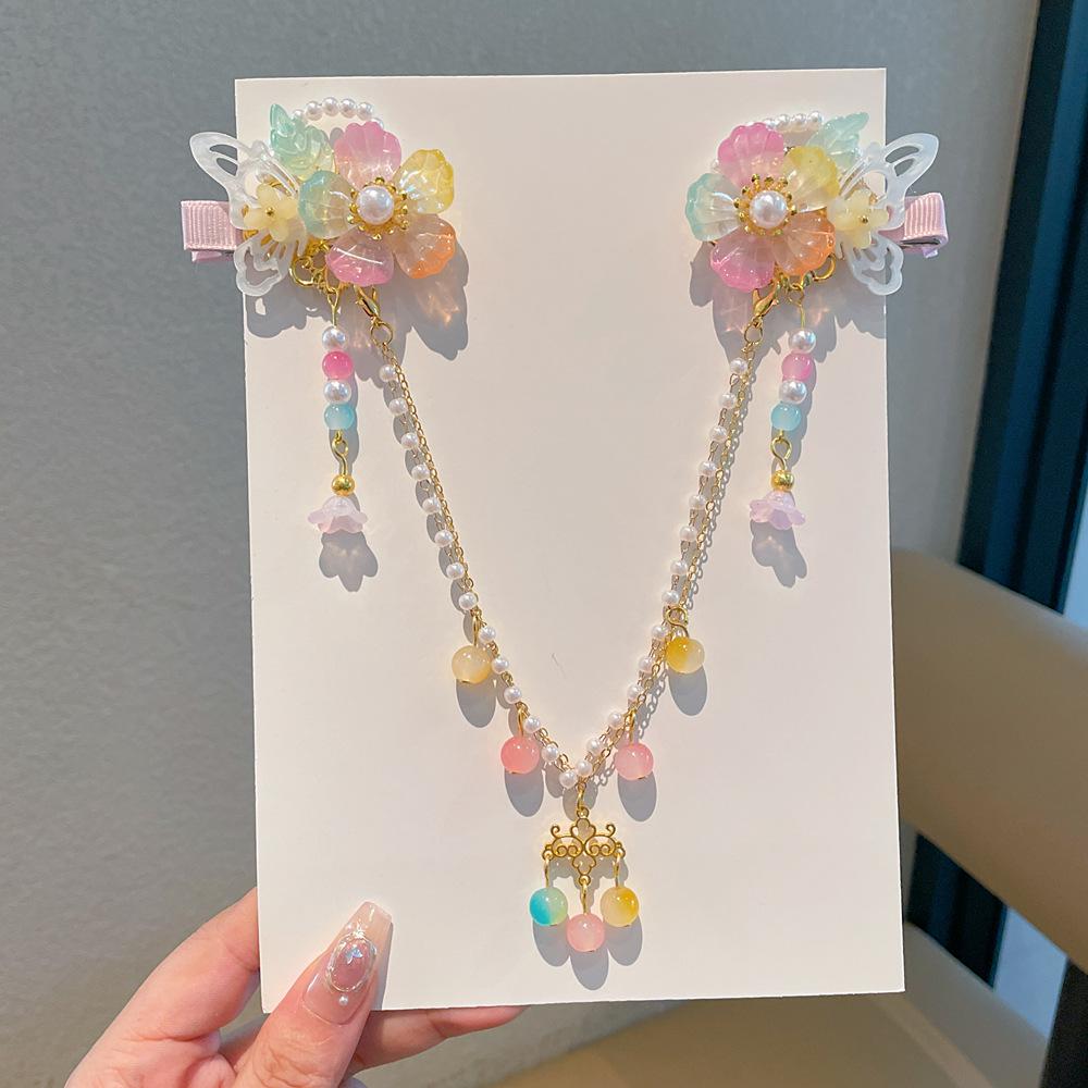 Chinese Style Hanfu Hairpin Set for Girls - Includes Hair Clips, Swaying Tassels, and Butterfly Accessories