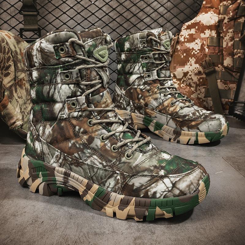 New Fashionable Camouflage Men's Hiking Boots Thick Sole Waterproof Hiking Boots Large Size Non-slip Outdoor Boots Men's