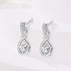New Earring For Women 925 Silver Sparkling Cordate Zircon Pink Bow Princess Double Hoop Earrings Luxury Festival Party Jewelry
