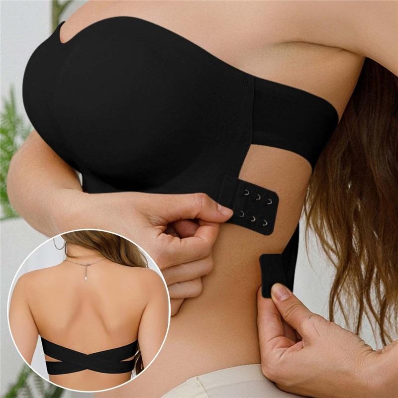 

Women s Strapless Bra Cross Side Clasp Underwear XXL білий