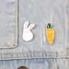 Korean Cartoon Rabbit & Carrot Brooch - Cute Versatile Lapel Pin for Students and Women