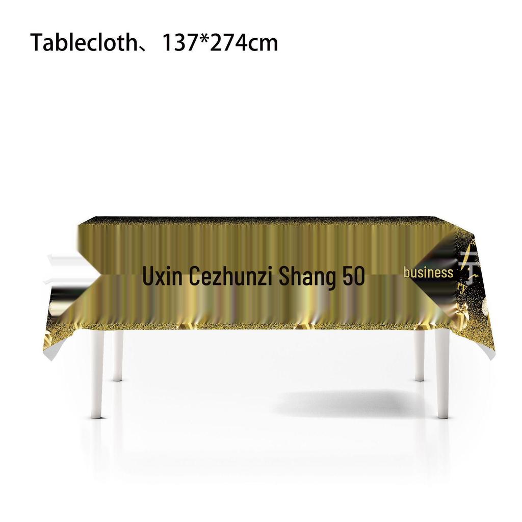 50th Birthday Party Disposable Tableware Set: Plates, Cups, Napkins, Tablecloth, Cutlery Supplies.