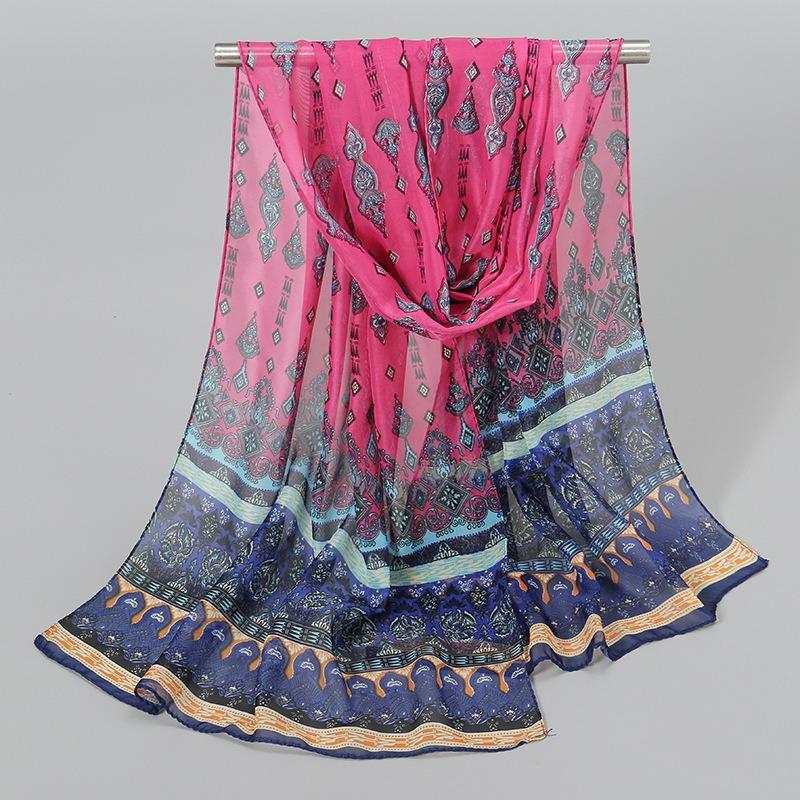 Indian style new chiffon breathable thin small silk scarf popular women spring and autumn scarf sunscreen yarn
