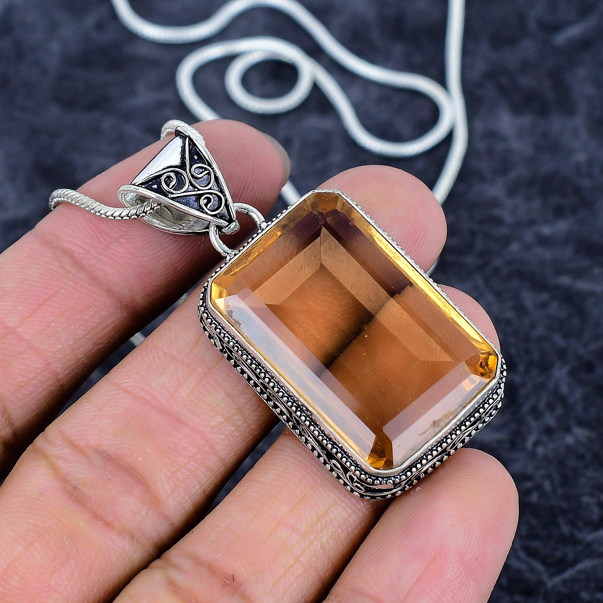 

Citrine Gemstone Handmade 925 Sterling Silver Jewelry Pendant 2.01 M-3233