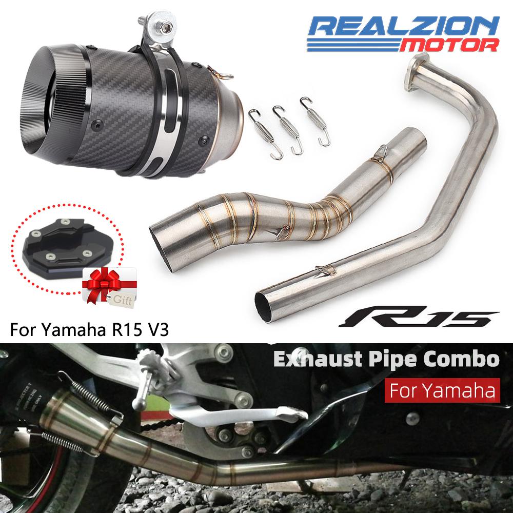 REALZION R6 Motorcycle Exhaust Pipe Exhaust Middle Silp On Pipe For Yamaha YZF R6 2006-2020 Mid Exhaust Pipe