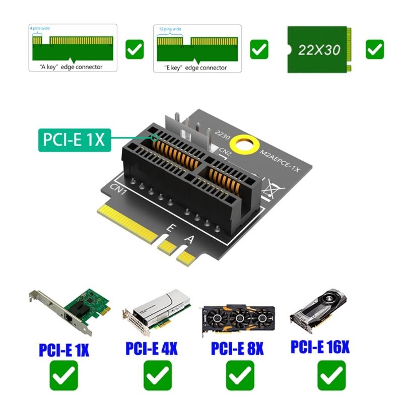M.2 Key A+E To PCIE 1X Adapter PCIE Converter Card Easy Installation Risers Card 4Pin Power Supply Accessories