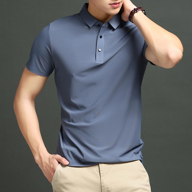 Luxury 18-Color Ice Silk Polo: Unisex Custom 2025 Summer Trendy Lapel Business Short Sleeve