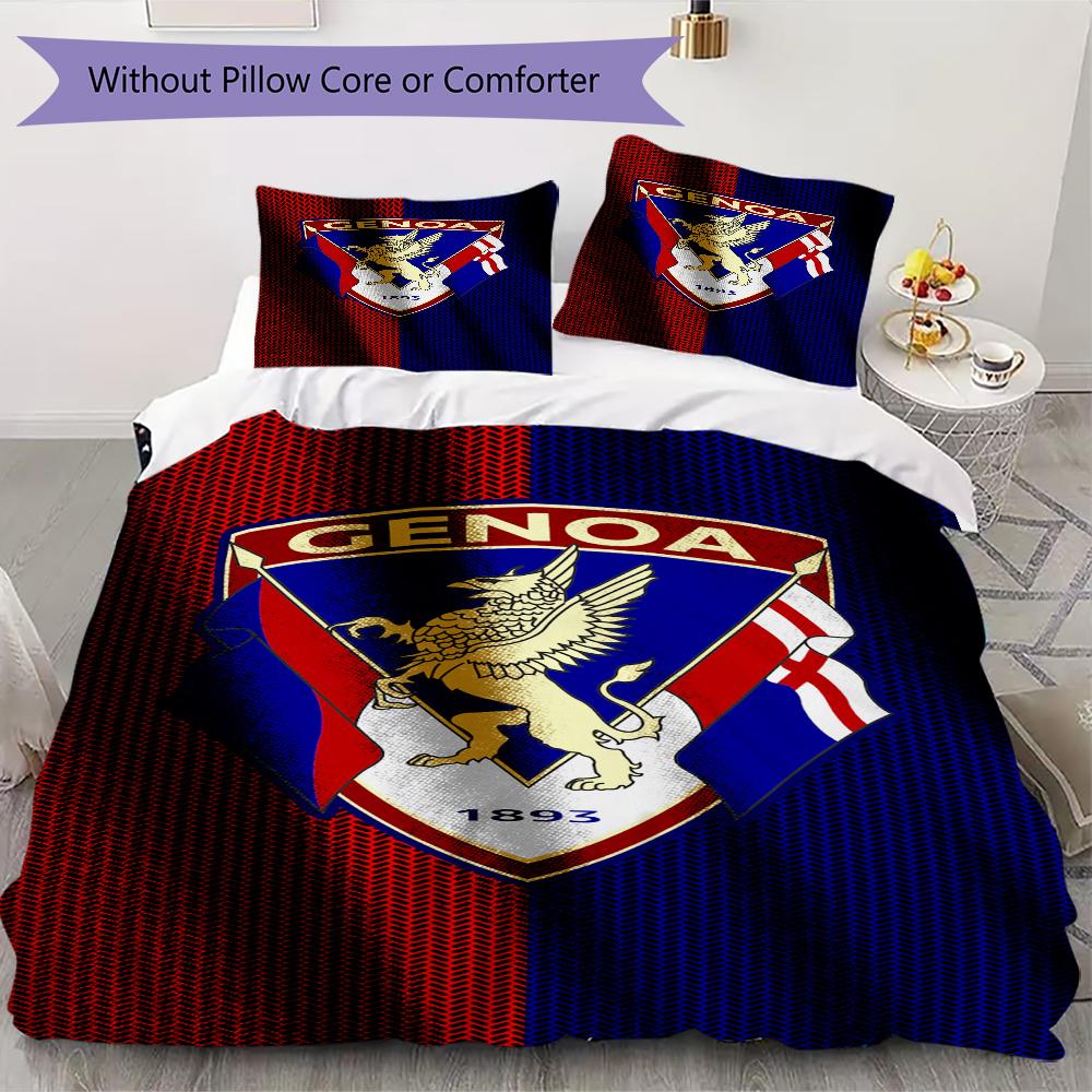 Genoa CFC Pattern Bedding,Quilt Set Quilt Cover Pillowcase Home Birthday Gift(1 * Duvet Cover + 2 * Pillowcase, Without Core)_lx
