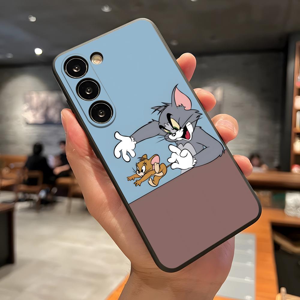 AniME-T-Tom And J-Jerry Kawaii Phone Case For Samsung A56 A36 A26 A16 A15 A25 A35 A55 A14 A34 A24 A54 Black Soft Shell