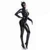 Sexy ženy Latexové kombinézy z umělé kůže z PVC Noční klub Párty Sexy erotické kombinézy na zip s otevřeným rozkrokem lesklý sexy upnutý mokrý vzhled