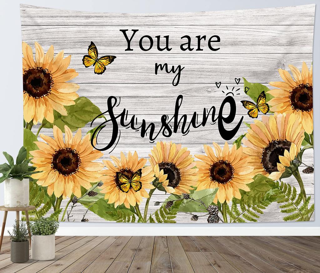 Sunflower Tapestry Wall Hanging Country Yellow Floral Tapestry Sunflower Field Nature Landscape Wall Art for Living Room Dorm